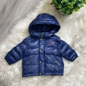 Ralph Lauren Navy‎ Blue Down Hooded Coat 9 months